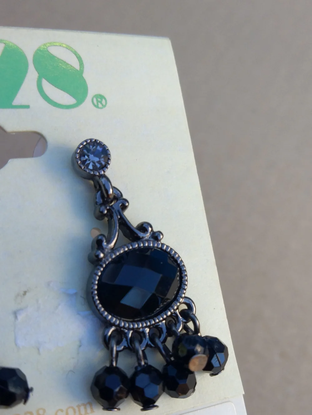 1928 Black Faceted Chandelier Drop Earrings 23068 Gothic/Victorian-inspired